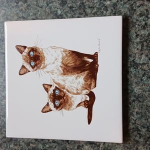 Simeese Cats Trivet  or Hang Signed